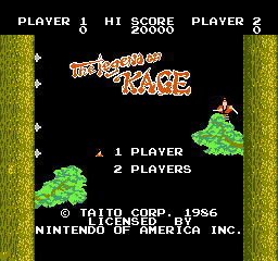 Legend of Kage, The (USA) Title Screen